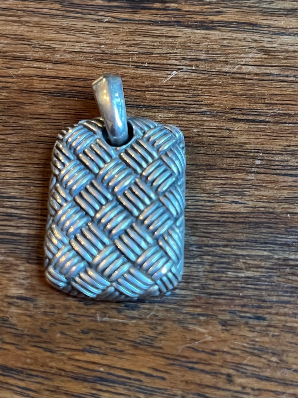 David Yurman Sterling Silver Woven Rectangle Pendant - Silver
